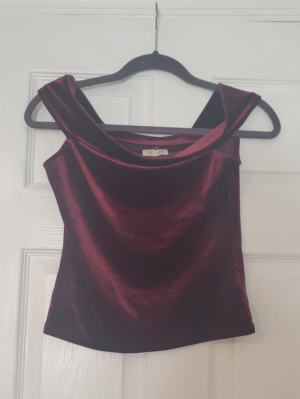 Silence + Noise Burgundy Velvet Cowl Neck Camisole